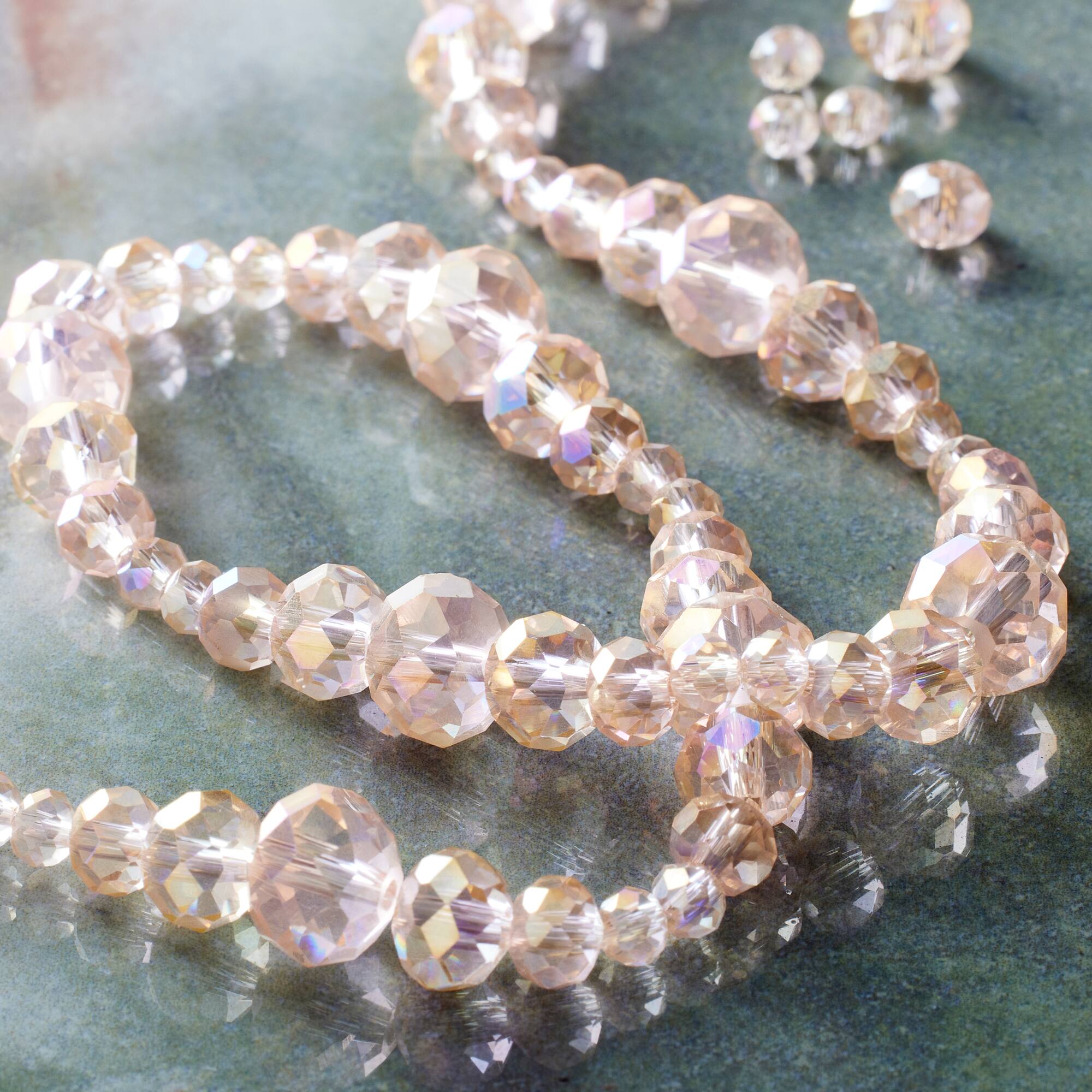 Pink & Gold Plated Faceted Glass Rondelle Beads by Bead Landing™